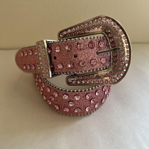 Unbranded Western Belt Womens Medium Glitter Bling Buckle Studded Rodeo Cowgirl - Picture 1 of 7